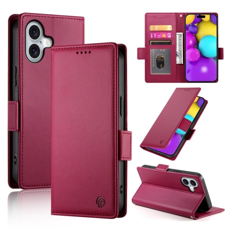 iPhone 15/16 Side Buckle Magnetic Frosted Leather Phone Case