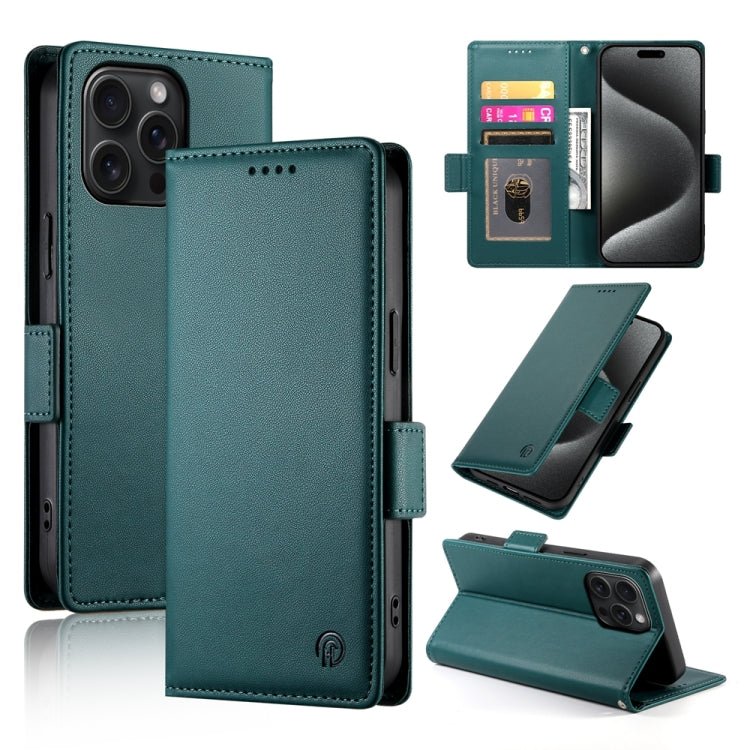 iPhone 15/16 Side Buckle Magnetic Frosted Leather Phone Case