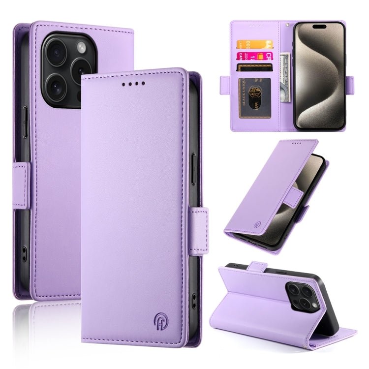 iPhone 15/16 Side Buckle Magnetic Frosted Leather Phone Case