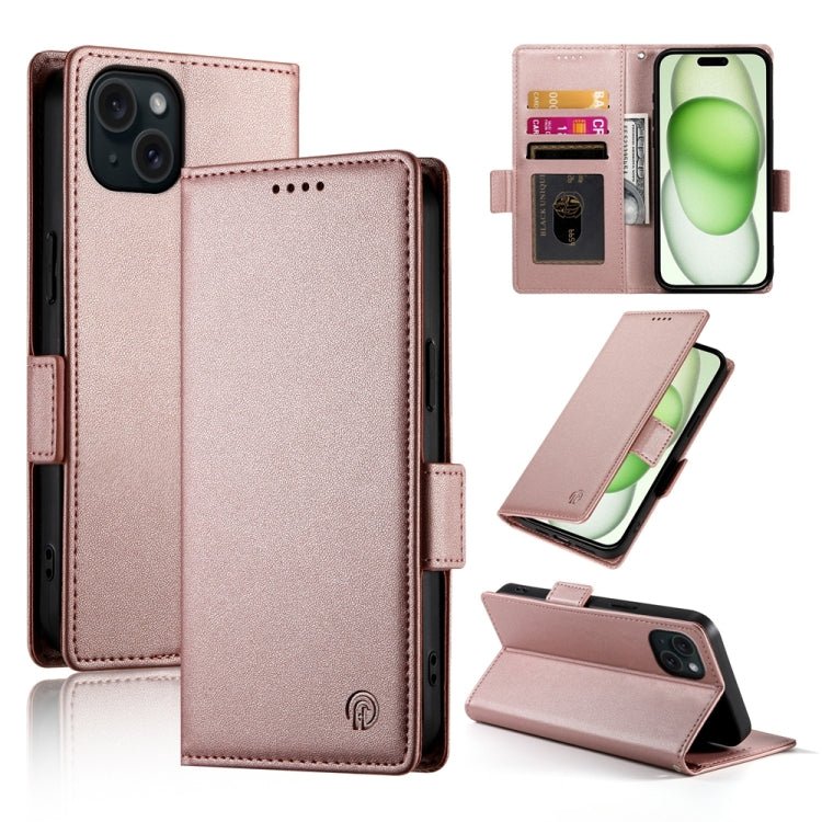 iPhone 15/16 Side Buckle Magnetic Frosted Leather Phone Case