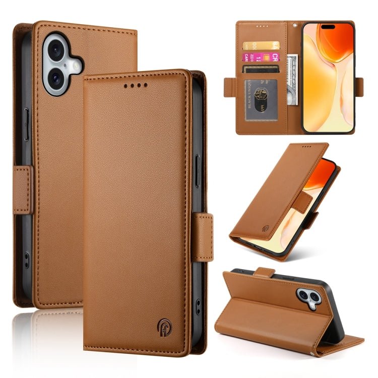 iPhone 15/16 Side Buckle Magnetic Frosted Leather Phone Case