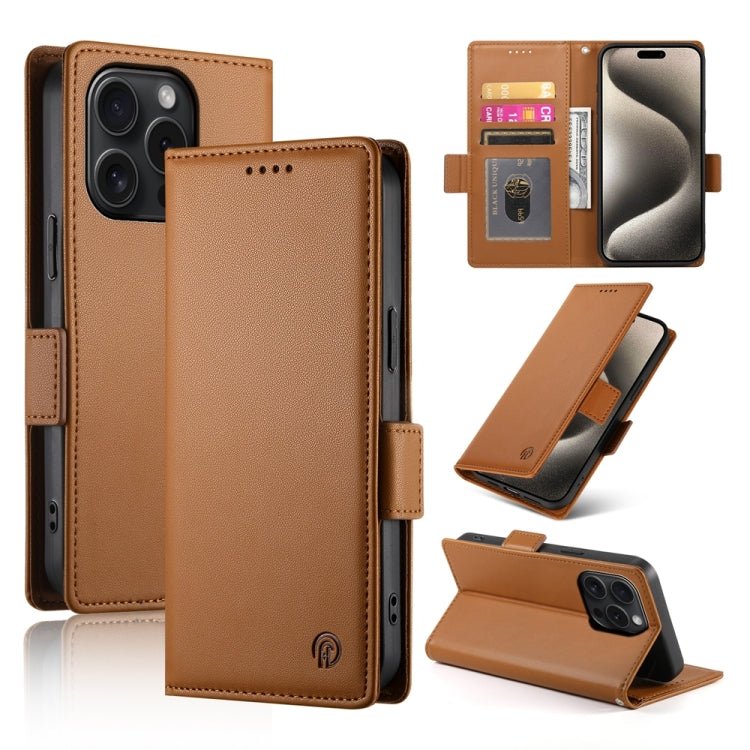 iPhone 15/16 Side Buckle Magnetic Frosted Leather Phone Case