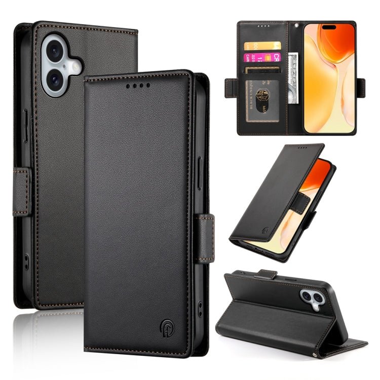 iPhone 15/16 Side Buckle Magnetic Frosted Leather Phone Case