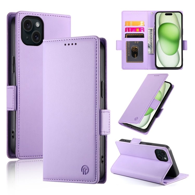 iPhone 15/16 Side Buckle Magnetic Frosted Leather Phone Case