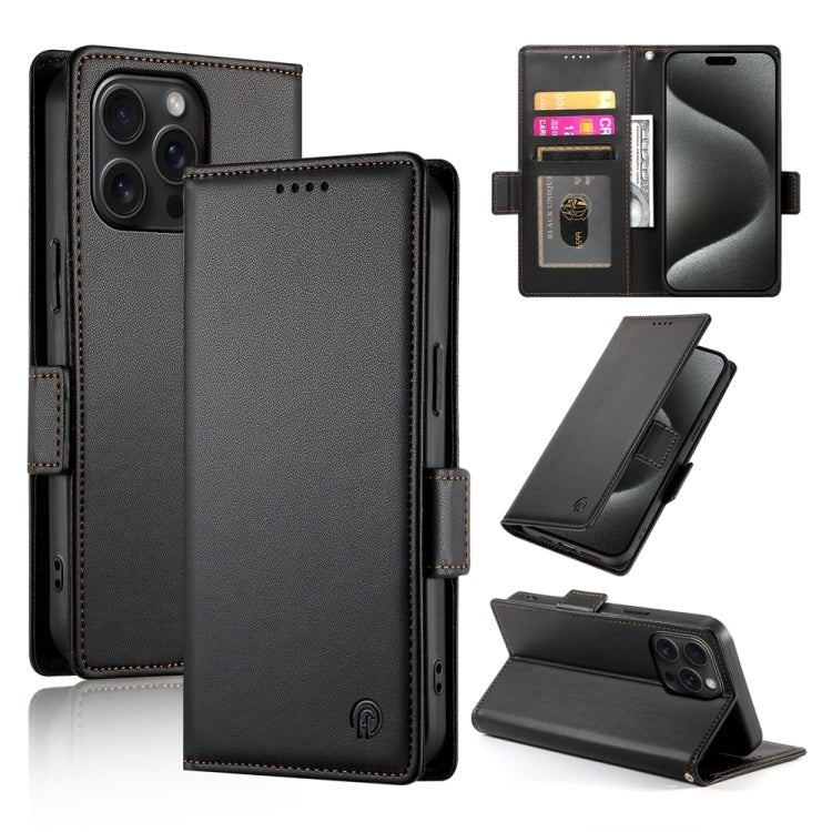 iPhone 15/16 Side Buckle Magnetic Frosted Leather Phone Case