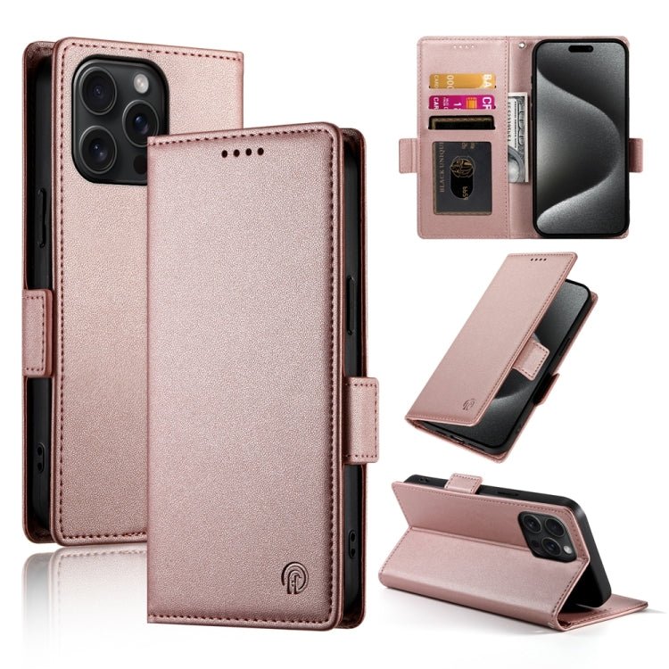 iPhone 15/16 Side Buckle Magnetic Frosted Leather Phone Case
