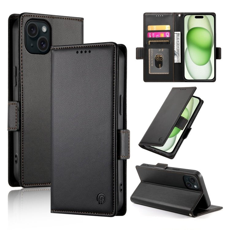 iPhone 15/16 Side Buckle Magnetic Frosted Leather Phone Case