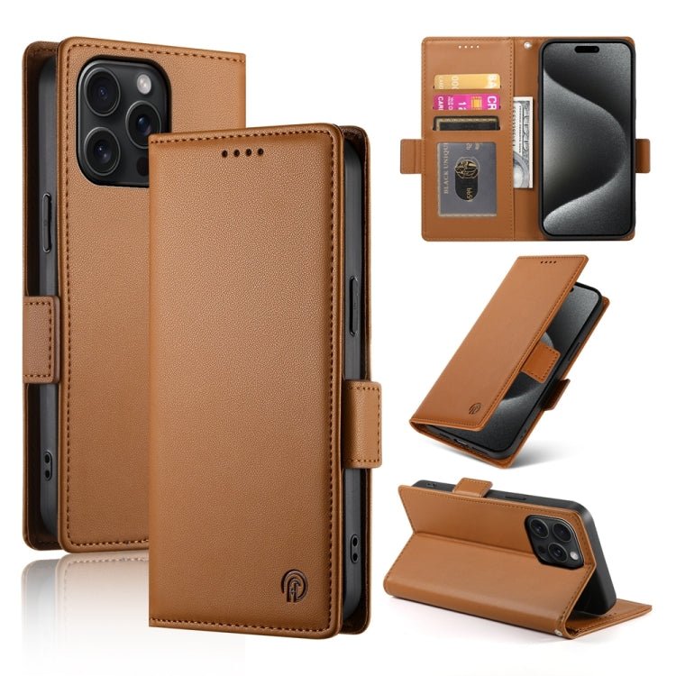 iPhone 15/16 Side Buckle Magnetic Frosted Leather Phone Case