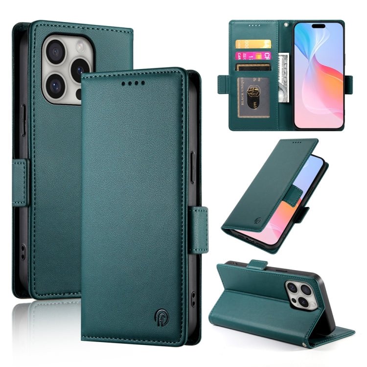 iPhone 15/16 Side Buckle Magnetic Frosted Leather Phone Case