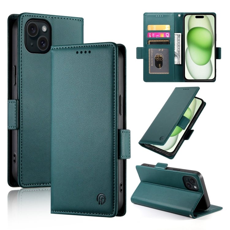 iPhone 15/16 Side Buckle Magnetic Frosted Leather Phone Case