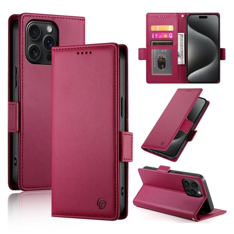 iPhone 15/16 Side Buckle Magnetic Frosted Leather Phone Case