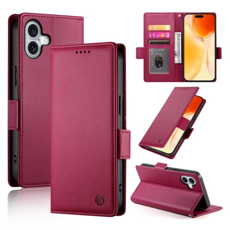 iPhone 15/16 Side Buckle Magnetic Frosted Leather Phone Case