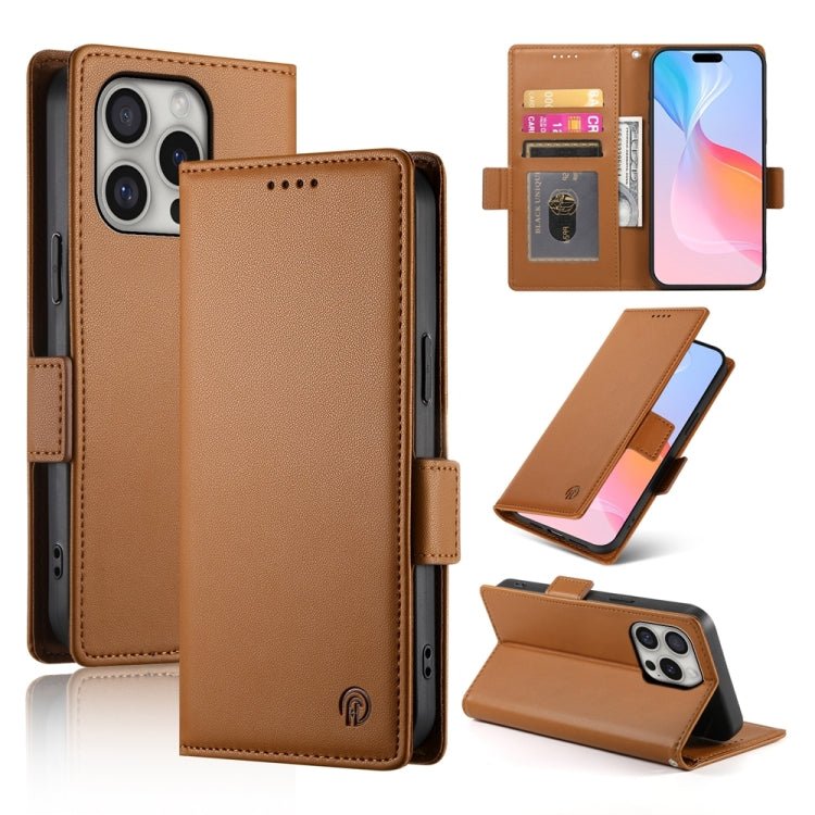 iPhone 15/16 Side Buckle Magnetic Frosted Leather Phone Case