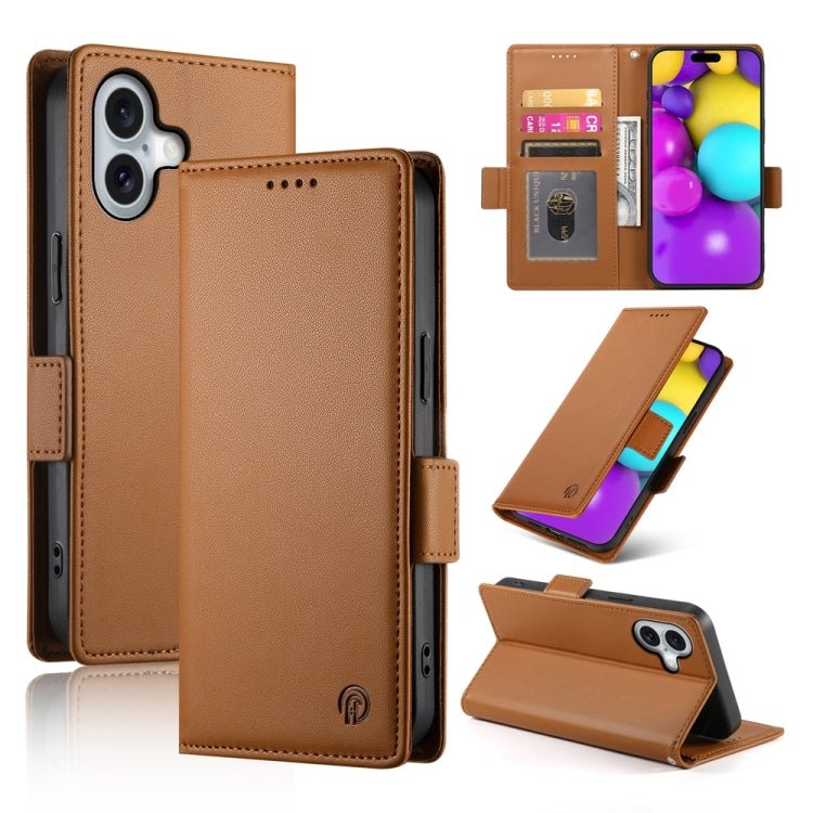 iPhone 15/16 Side Buckle Magnetic Frosted Leather Phone Case