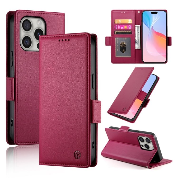 iPhone 15/16 Side Buckle Magnetic Frosted Leather Phone Case