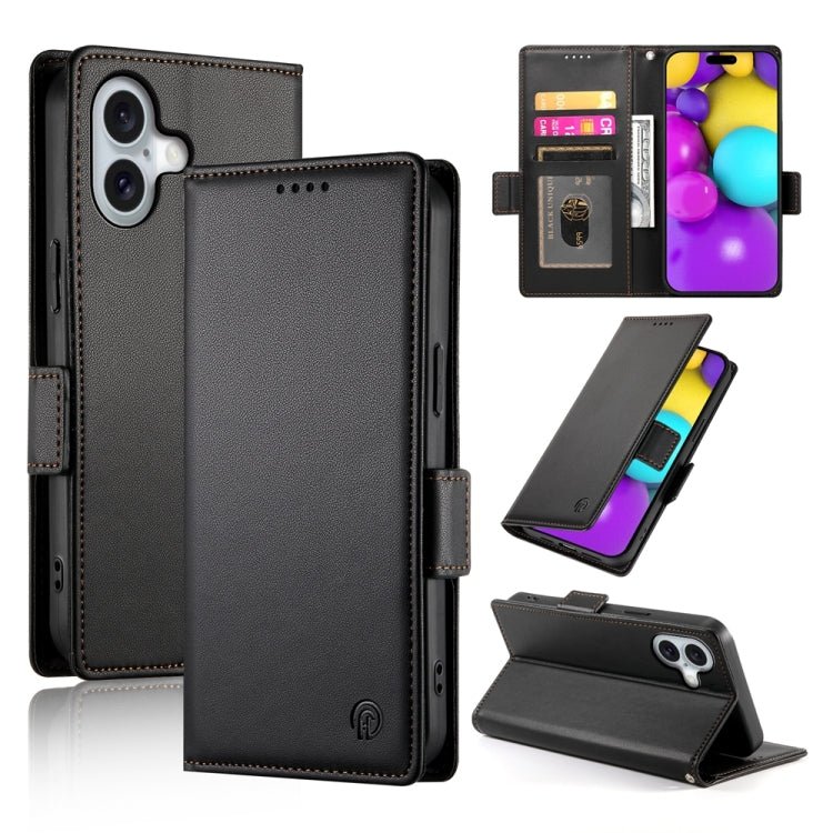 iPhone 15/16 Side Buckle Magnetic Frosted Leather Phone Case