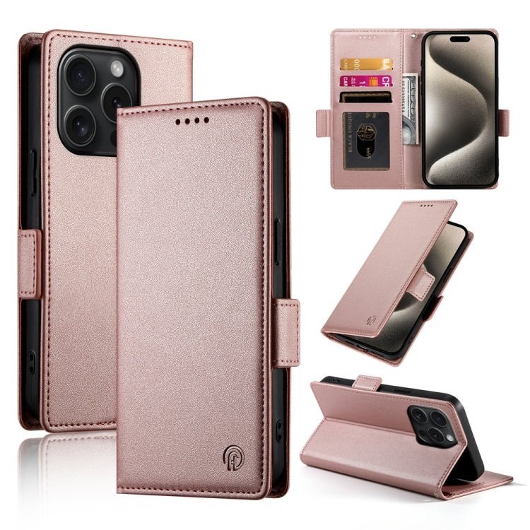 iPhone 15/16 Side Buckle Magnetic Frosted Leather Phone Case