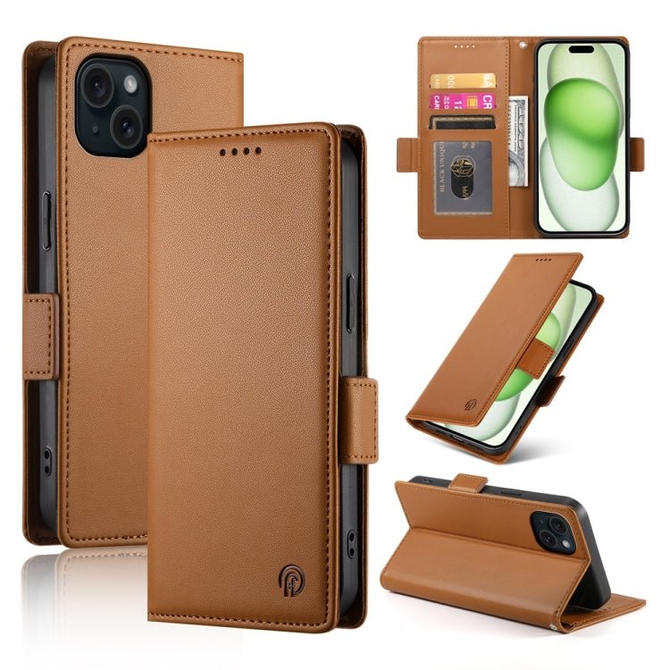 iPhone 15/16 Side Buckle Magnetic Frosted Leather Phone Case