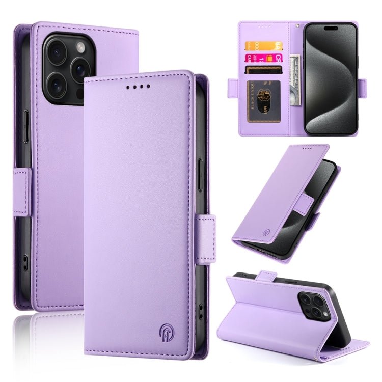 iPhone 15/16 Side Buckle Magnetic Frosted Leather Phone Case