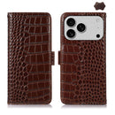 iPhone 15/16/17 Series Crocodile Top Layer Cowhide Leather Phone Case