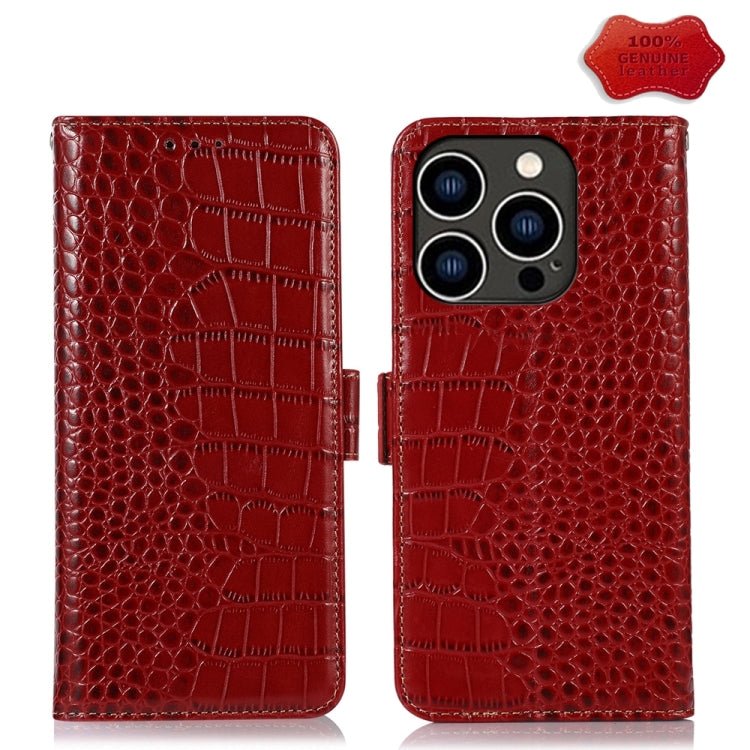 iPhone 15/16/17 Series Crocodile Top Layer Cowhide Leather Phone Case