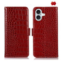 iPhone 15/16/17 Series Crocodile Top Layer Cowhide Leather Phone Case