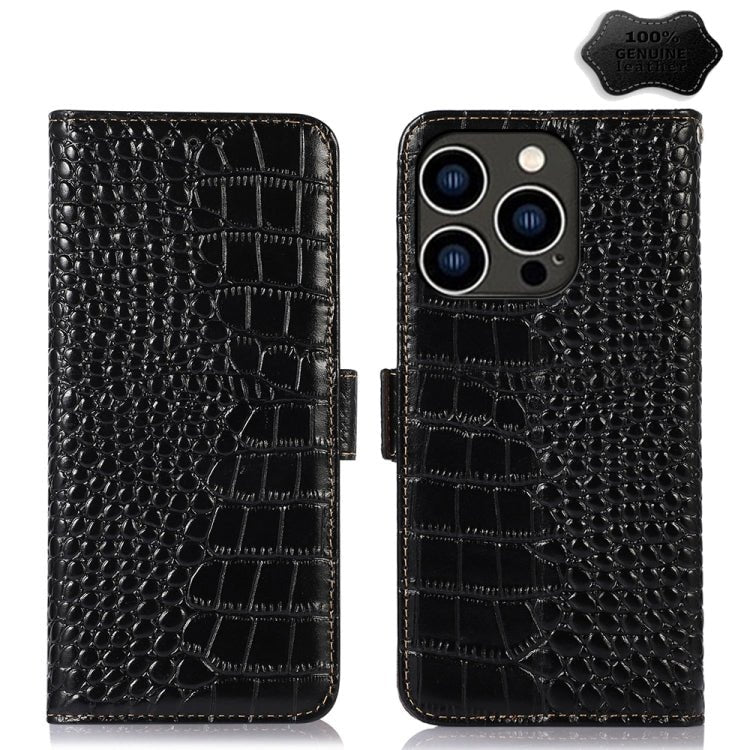 iPhone 15/16/17 Series Crocodile Top Layer Cowhide Leather Phone Case