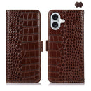 iPhone 15/16/17 Series Crocodile Top Layer Cowhide Leather Phone Case