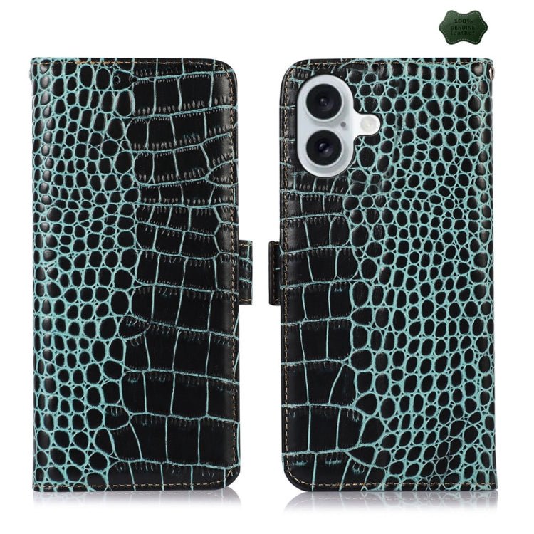 iPhone 15/16/17 Series Crocodile Top Layer Cowhide Leather Phone Case