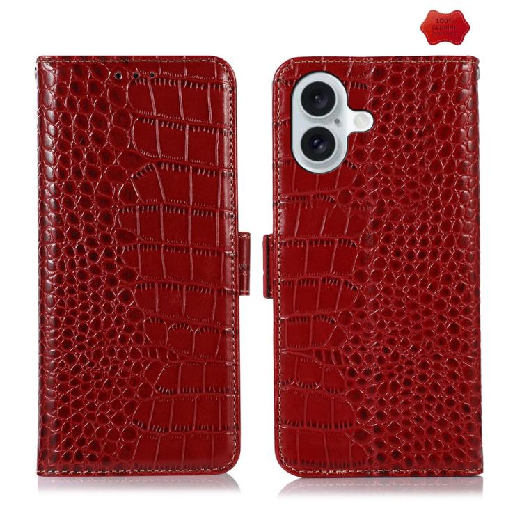 iPhone 15/16/17 Series Crocodile Top Layer Cowhide Leather Phone Case