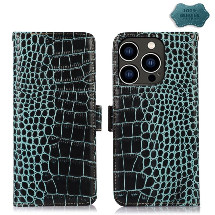 iPhone 15/16/17 Series Crocodile Top Layer Cowhide Leather Phone Case