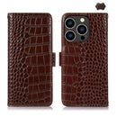 iPhone 15/16/17 Series Crocodile Top Layer Cowhide Leather Phone Case