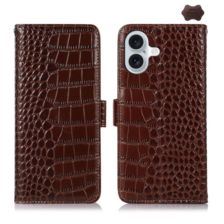 iPhone 15/16/17 Series Crocodile Top Layer Cowhide Leather Phone Case