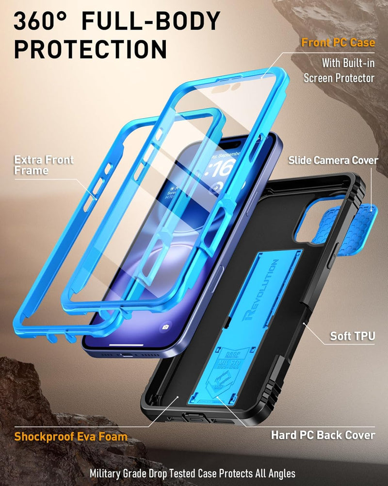 iPhone 16 6.1 inch Full - Body Military Grade Rugged Shockproof Cover Built - in - Screen Protector Black - Gorilla Cases