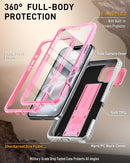iPhone 16 6.1 inch Full - Body Military Grade Rugged Shockproof Cover Built - in - Screen Protector Black