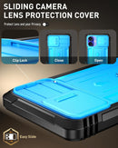 iPhone 16 6.1 inch Full - Body Military Grade Rugged Shockproof Cover Built - in - Screen Protector Black