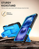 iPhone 16 6.1 inch Full - Body Military Grade Rugged Shockproof Cover Built - in - Screen Protector Black