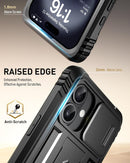 iPhone 16 6.1 inch Full - Body Military Grade Rugged Shockproof Cover Built - in - Screen Protector Black