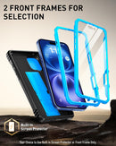 iPhone 16 6.1 inch Full - Body Military Grade Rugged Shockproof Cover Built - in - Screen Protector Black