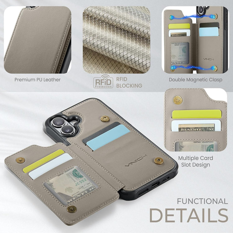 iPhone 16 6.1" Wallet Case Card Holder RFID Blocking Phone Case - Gorilla Cases