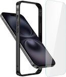 Iphone 16 Aluminum Frame HD Tempered Glass Screen Protector Cover