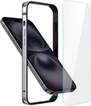 Iphone 16 Aluminum Frame HD Tempered Glass Screen Protector Cover