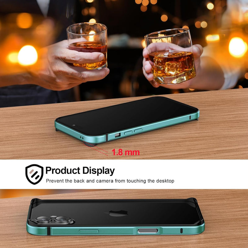 Iphone 16 Aluminum Frame HD Tempered Glass Screen Protector Cover