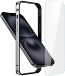 Iphone 16 Aluminum Frame HD Tempered Glass Screen Protector Cover