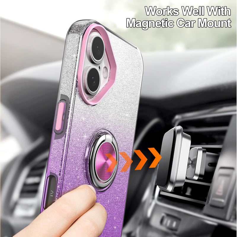 iPhone 16 Case 360°Ring Holder Kickstand Magnetic Car Mount Protective Sturdy Cover - Gorilla Cases