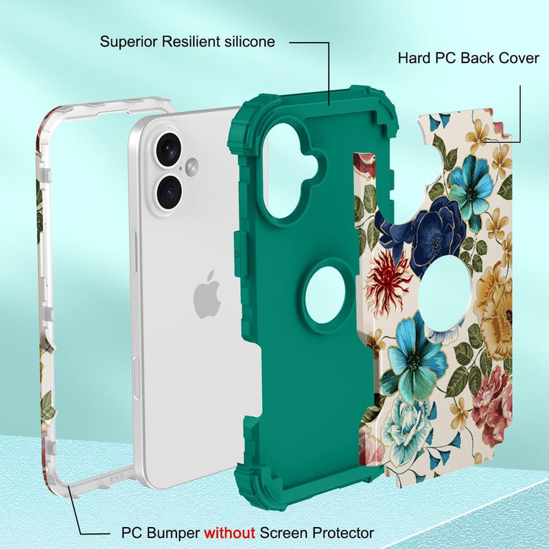 iPhone 16 Case 6.1", Heavy Duty Shockproof Protection Soft Silicone Bumpers Hybrid Protective Case - Gorilla Cases