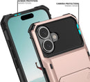 iPhone 16 Case Holder Store 5 Cards Dual Layer Heavy Duty Shockproof Wallet Case Hidden Card Slot Large Storage Cover