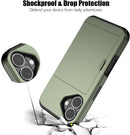 iPhone 16 Case Holder Store 5 Cards Dual Layer Heavy Duty Shockproof Wallet Case Hidden Card Slot Large Storage Cover