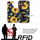 iPhone 16 Case Marble Pattern Double Magnetic Clasp Shockproof Cover 6.1"