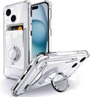 iPhone 16 Case, Minimalist Wallet Case Card Holder Protective Cover - Clear